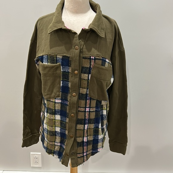 NWOT Anthropologie Pilcro Plaid Contrast Shirt Jacket Z491 - Picture 7 of 8